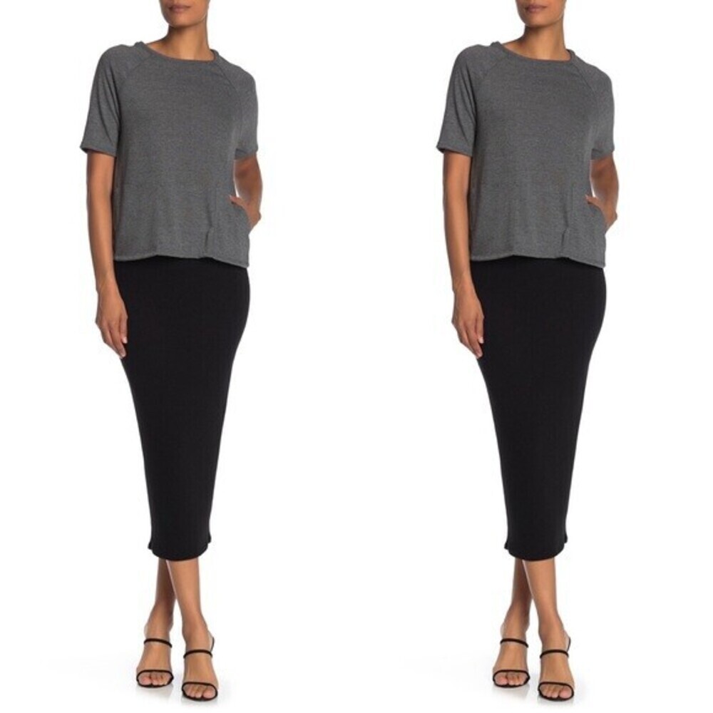 Go Couture women's Basic knit Maxi Skirt size M in black $98